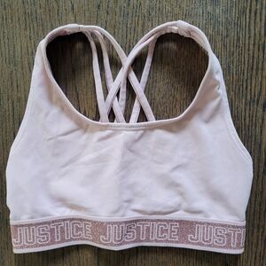 Justice Active Pink and Metallic Strappy Sports Bra Size Girl's 28